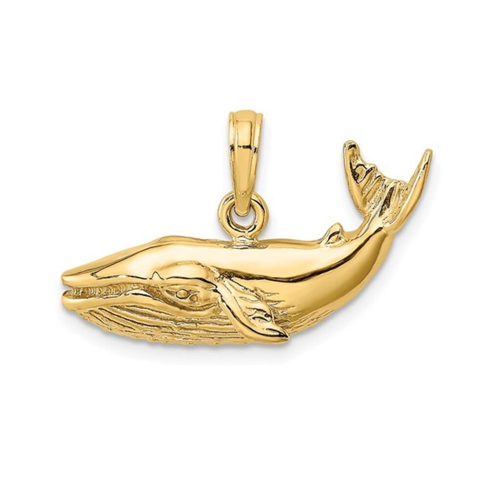 10K Yellow Gold Humpback Whale Charm Pendant (No Chain)